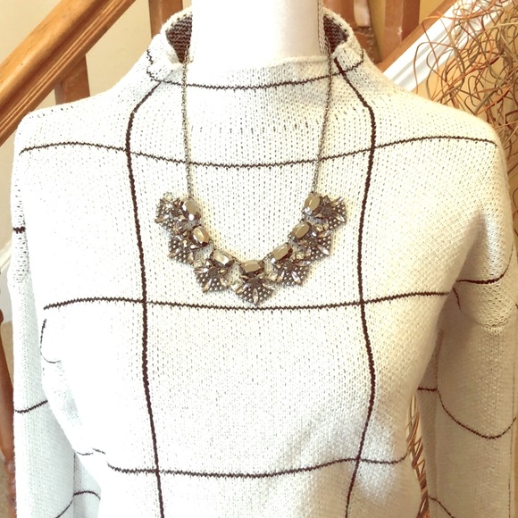 SHEIN Drop Shoulder Mock-Neck Grid Sweater - Picture 6 of 11